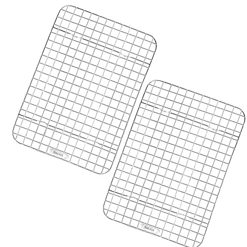 2Pcs Oven-Safe Stainless Steel Cooling Racks for Cooking and Baking