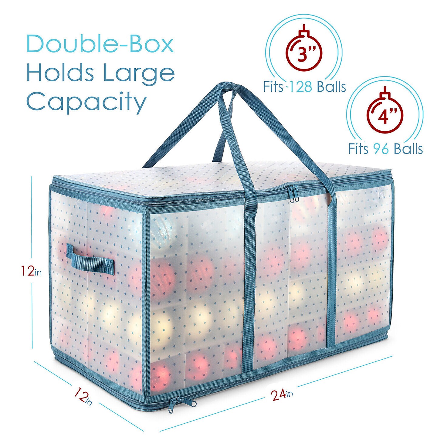 128slots Christmas Ornament Storage Box Container 1pack