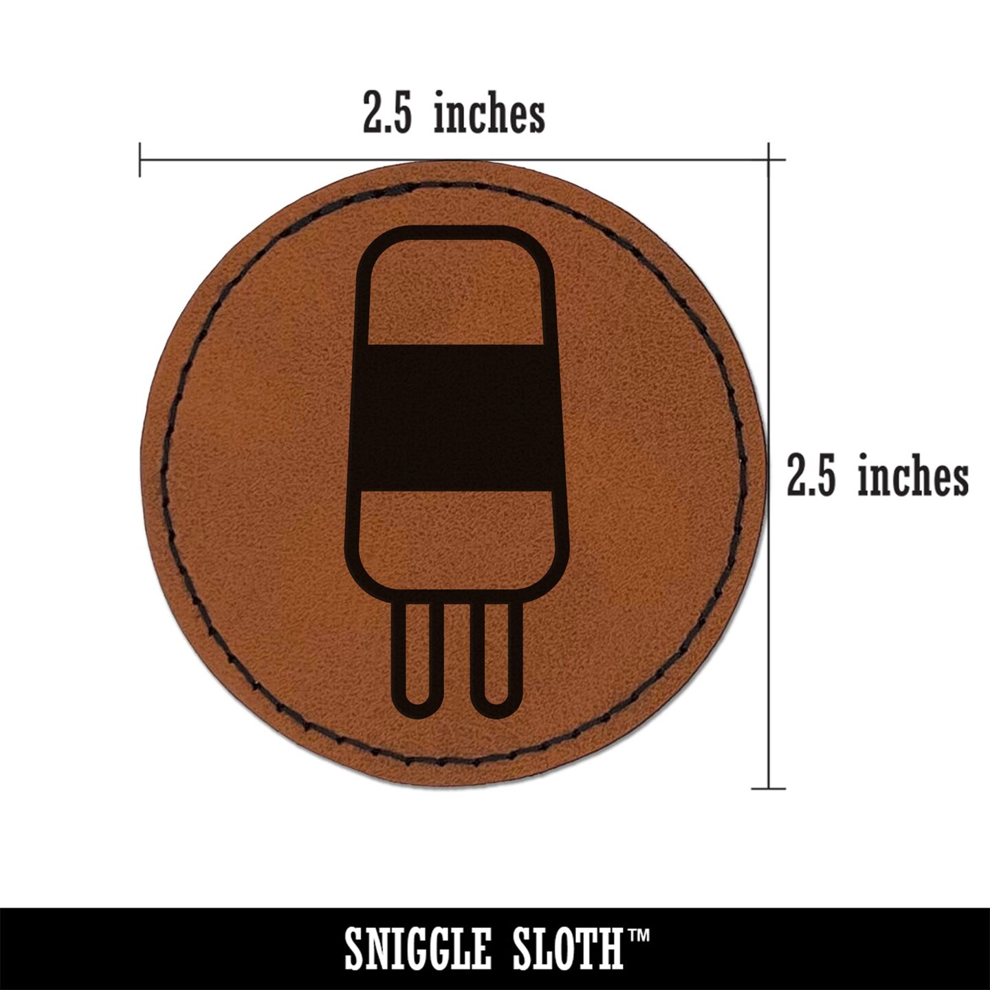 Layered Ice Cream Bar Frozen Treat Popsicle Round Iron-On Engraved Faux Leather Patch Applique - 2.5&#x22;