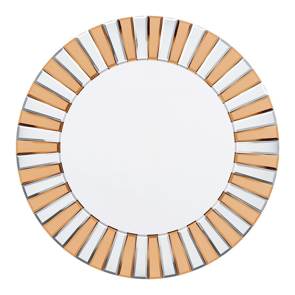 Modern Glam Circular Sunburst Wall Mirror Round 3D Accent Mirror.