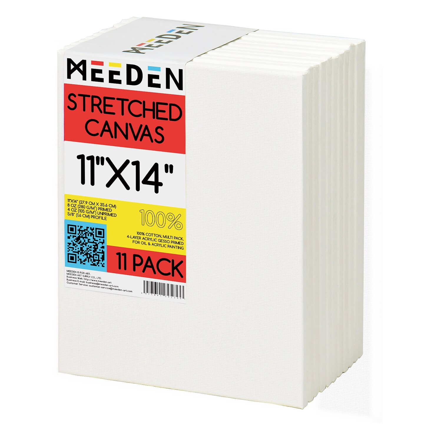 MEEDEN 100% Cotton Stretched Canvas, 11 x 14 In, 11 Packs