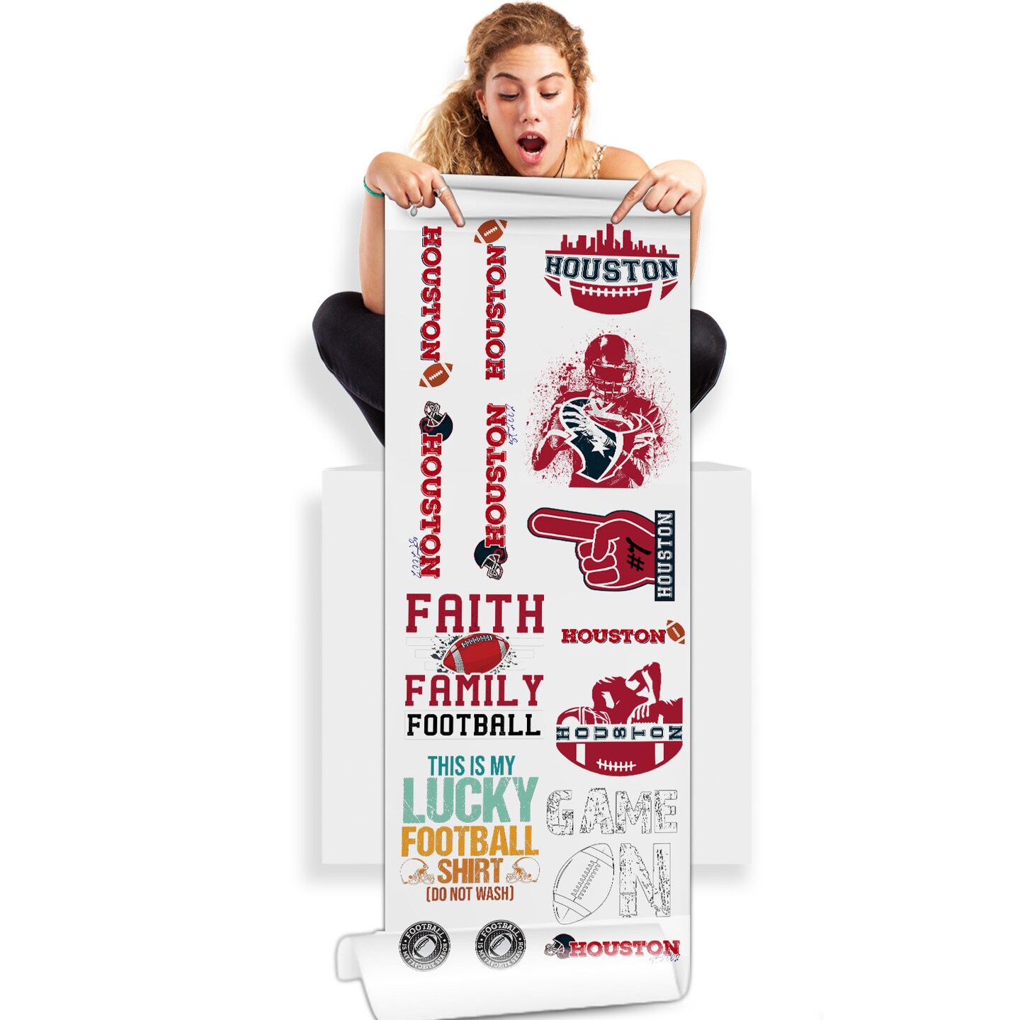 Houston Football DTF Transfer 22x60 Direct-to-Film Gang Sheets