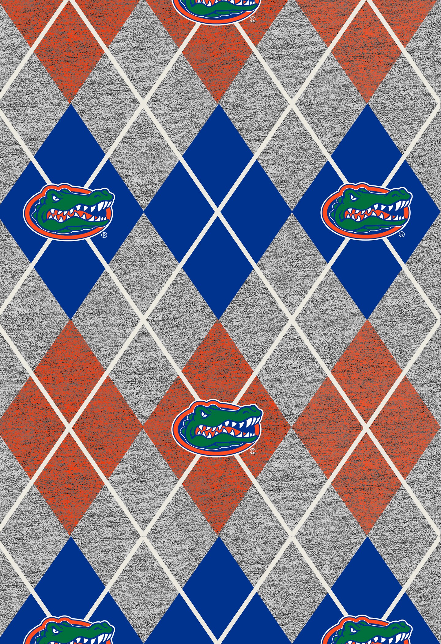 Sykel Enterprises-University of Florida Fleece Fabric-Florida Gators Heather Argyle Fleece Blanket Fabric-Sold by the yard