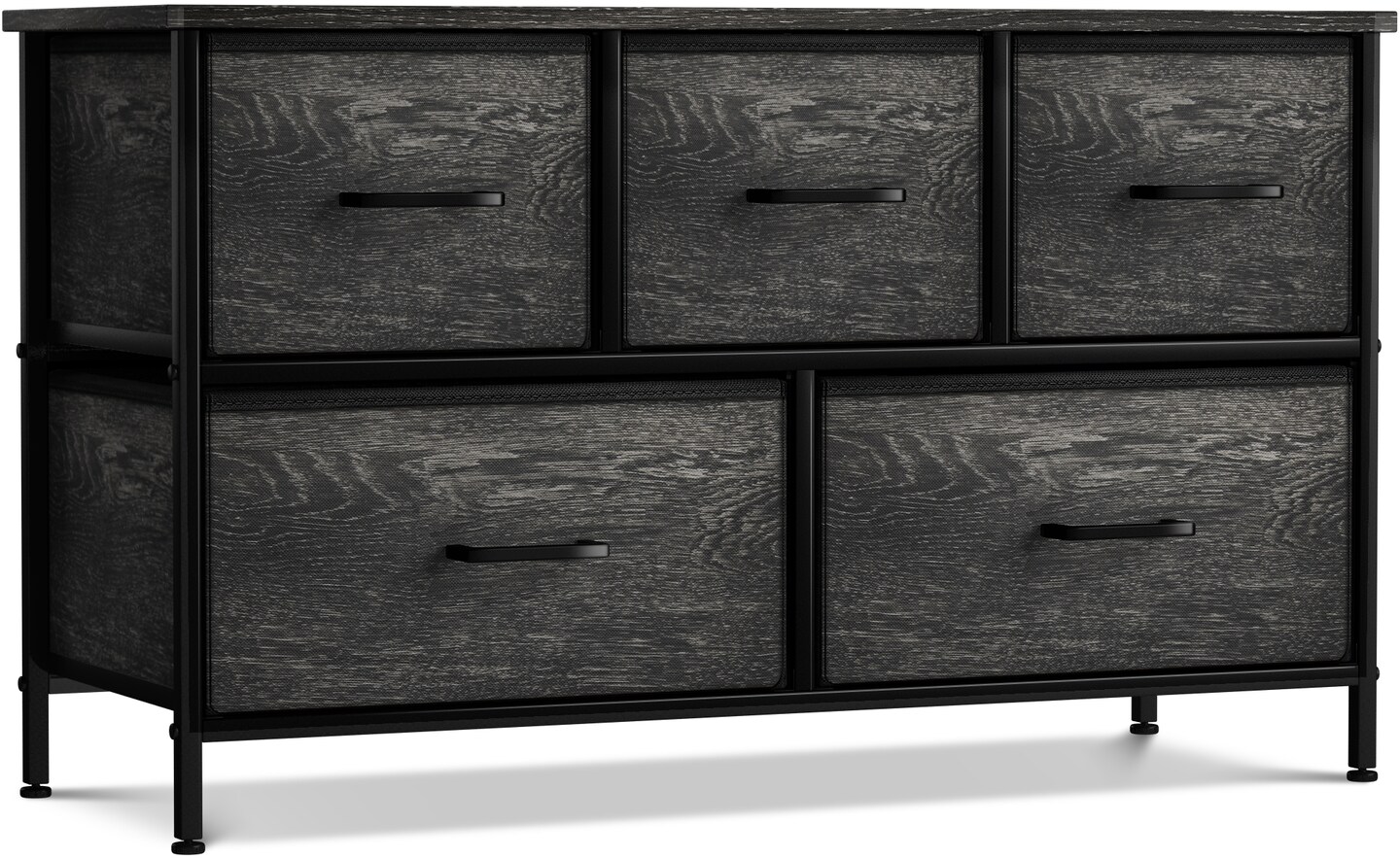 Sorbus Dresser with 5 Drawers - Storage Chest Organizer Unit with Steel Frame, Wood Top, Easy Pull Fabric Bins - Long Wide TV Stand for Bedroom Furniture, Hallway, Closet & Office Organization
