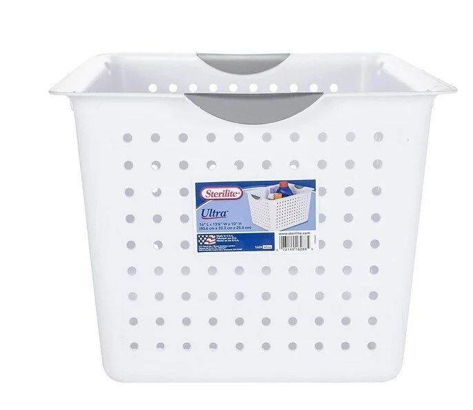 White Large Plastic Deep Ultra Storage Basket Tote (6 Pack)