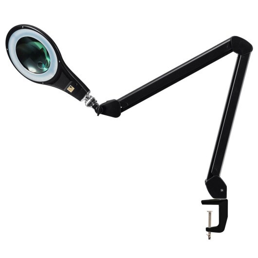 LED Magnifying Glass Desk Lamp with Swivel Arm Suitable for Tabletop