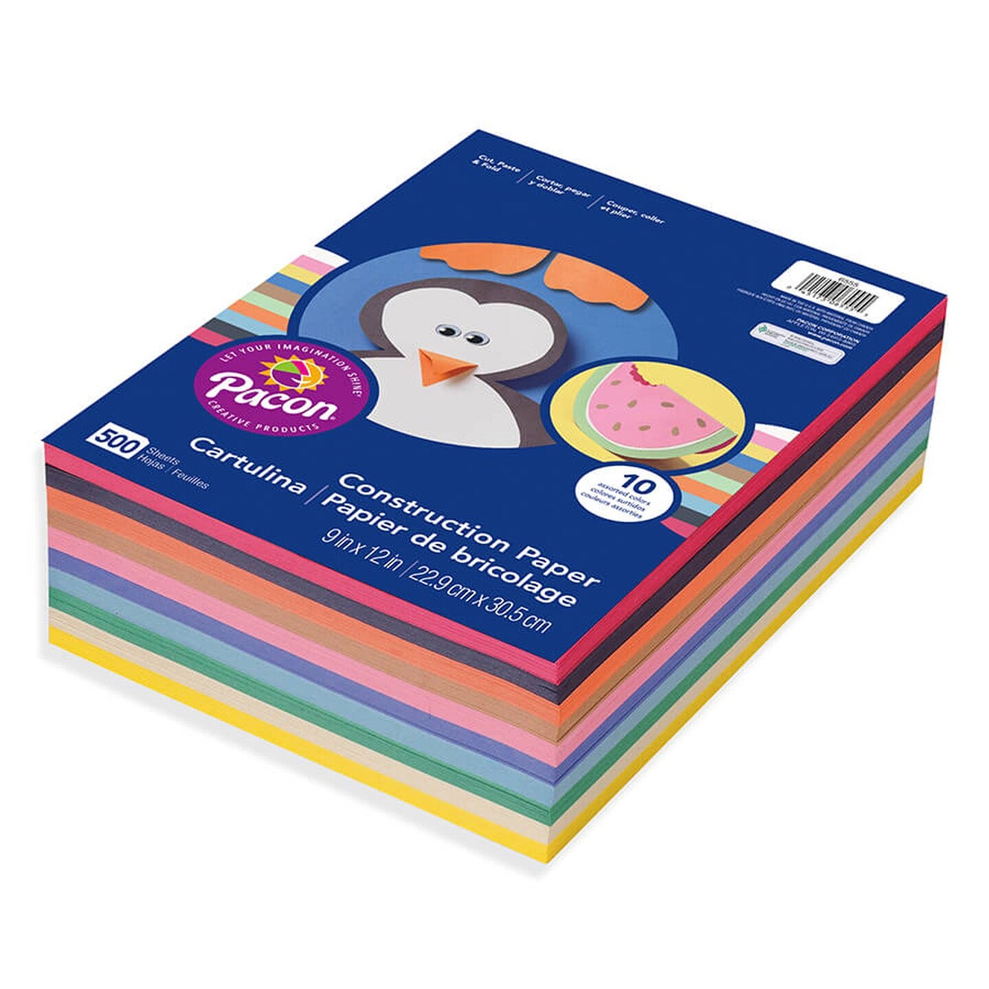 Lightweight Construction Paper, 10 Assorted Colors, 9&#x22; x 12&#x22;, 500 Sheets