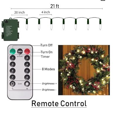 2 Pack 20ft Battery Operated Christmas Lights String Lights with Remote Control, 60 LEDs Clear Mini Christmas Tree Lights Warm White for Bedroom Indoor Outdoor Decor