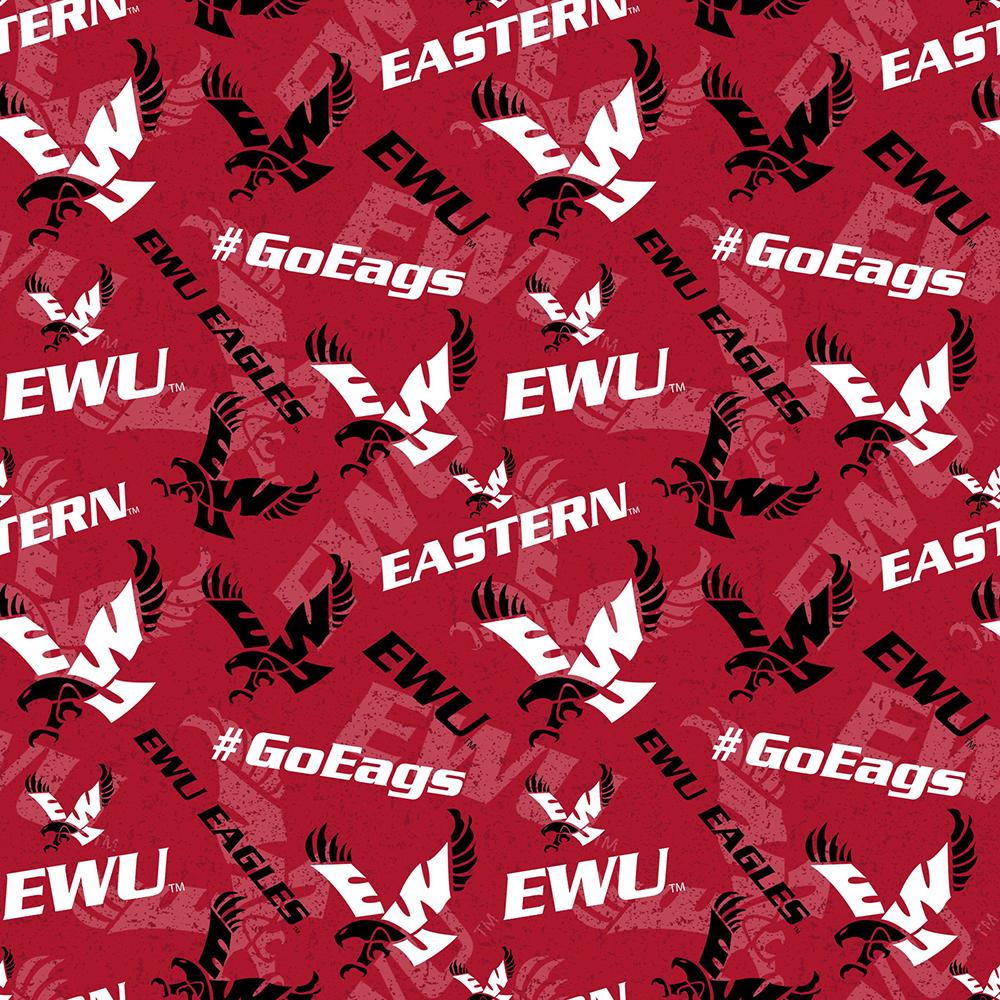 Sykel Enterprises-Eastern Washington University Cotton Fabric-Eastern Washington Eagles Tone On Tone Cotton Quilting Fabric