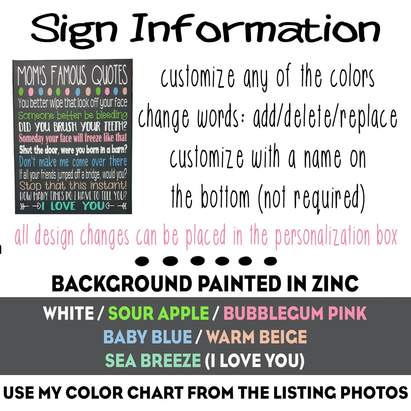 Mom's Famous Quotes Painted Canvas Sign product 3