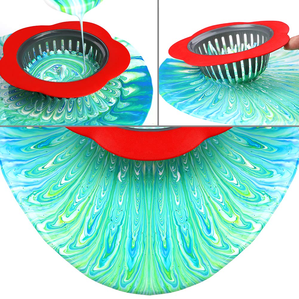 Acrylic Pouring Strainers, Angela&Alex 5 PCS Flow Painting Tools Christmas DIY Kits Drawing Sets Flower Strainers Plastic Silicone Drain Basket Unique Pattern Train Art Supplies