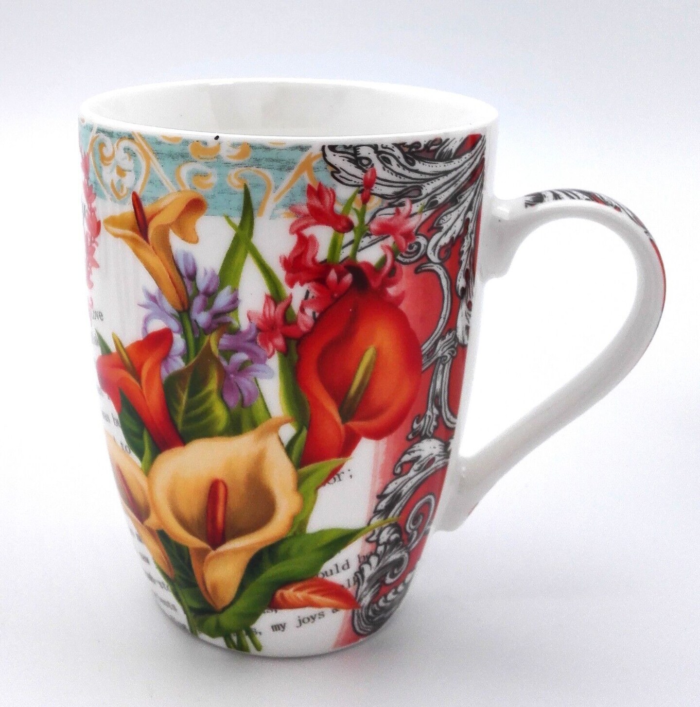 Classic Floral Design Coffee Mug Set of 4