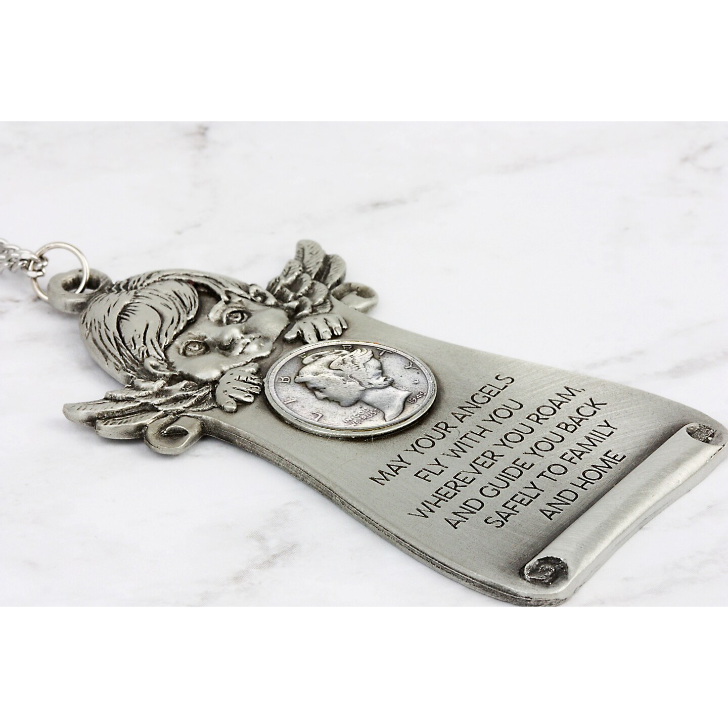 Mercury Dime Coin Angel Pewter Door Blessing