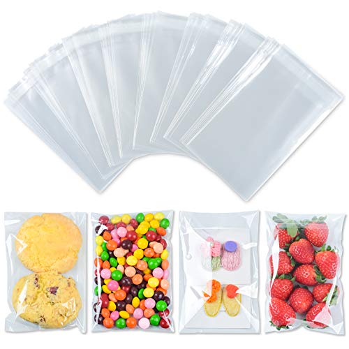 350 Pcs 4x6&#x22; Clear Cookie Bags, Self Sealing Cellophane Treat Bags, Great for Gift Giving or Party Favors Packaging, Resealable Candy, Dessert, Bakery Cello Wrapper Bags