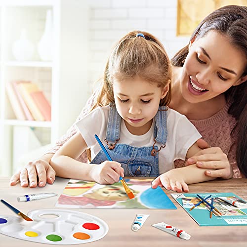 Art Paint Set for Kids, Painting Supplies Kit with 5 Canvas Panels, 8 Brushes, 12 Acrylic Paints, Multi-Function Table Easel, Etc, Premium Acrylic Paint Set for Students, Kids and Beginner.