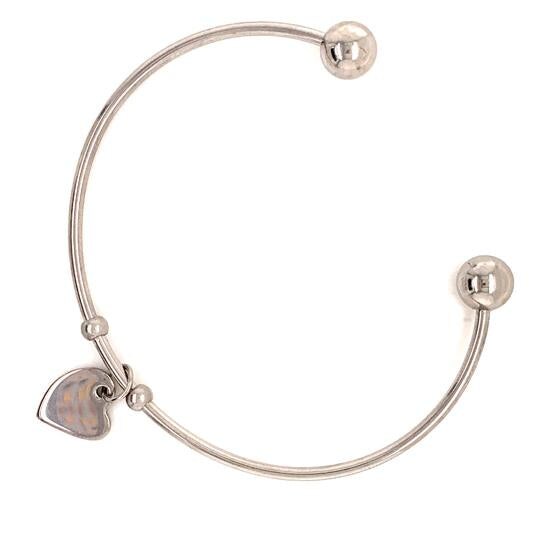 Stainless Steel Cuff Bracelet With Engravable Heart Charm