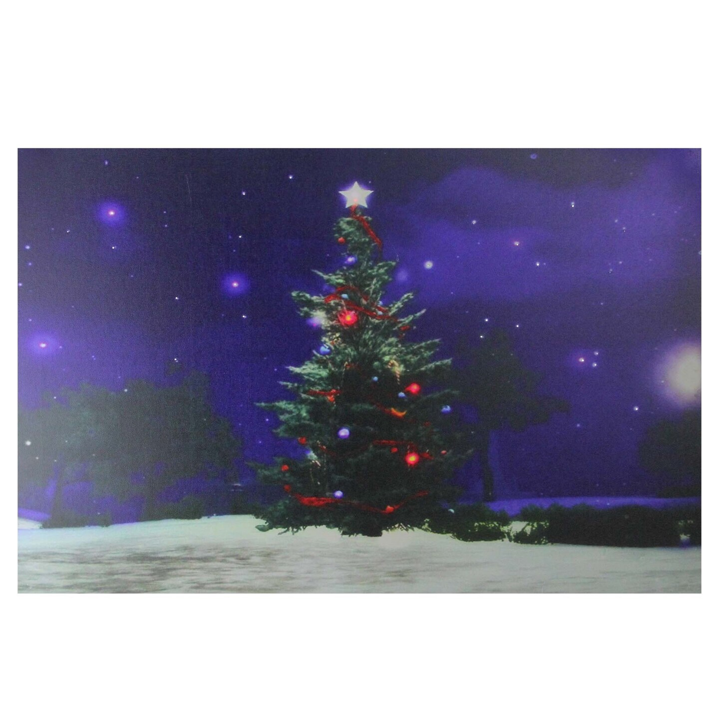 Northlight Fiber Optic and LED Lighted Color Changing Christmas Tree Canvas Wall Art 23.5&#x22; x 15.5&#x22;