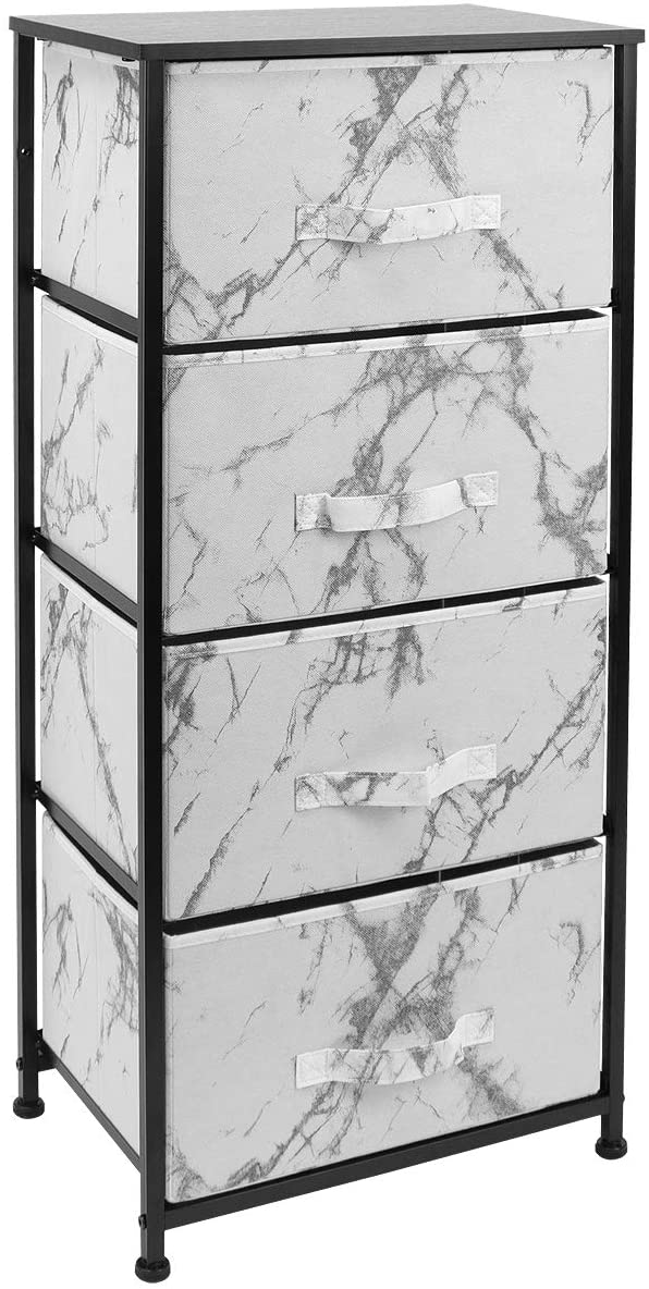 Sorbus Dresser with 4 Drawers - Bedside Furniture &#x26; Night Stand End Table Dresser with Steel Frame, Wood Top, Easy Pull Fabric Bins for Home, Bedroom Accessories, Office &#x26; Dorm