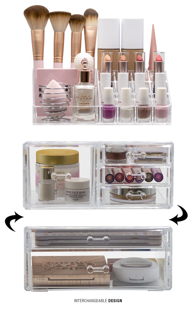 Sorbus Large Clear Makeup Organizer Case - 3 Piece Set