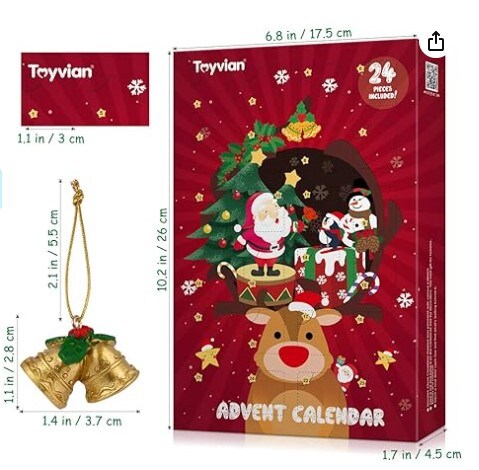 Advent Calendar for Christmas 2023 with Tree Ornaments Christmas Advent Calendar 2022 with Christmas Tree Ornaments, 24 Days Vintage Christmas Countdown Calendar