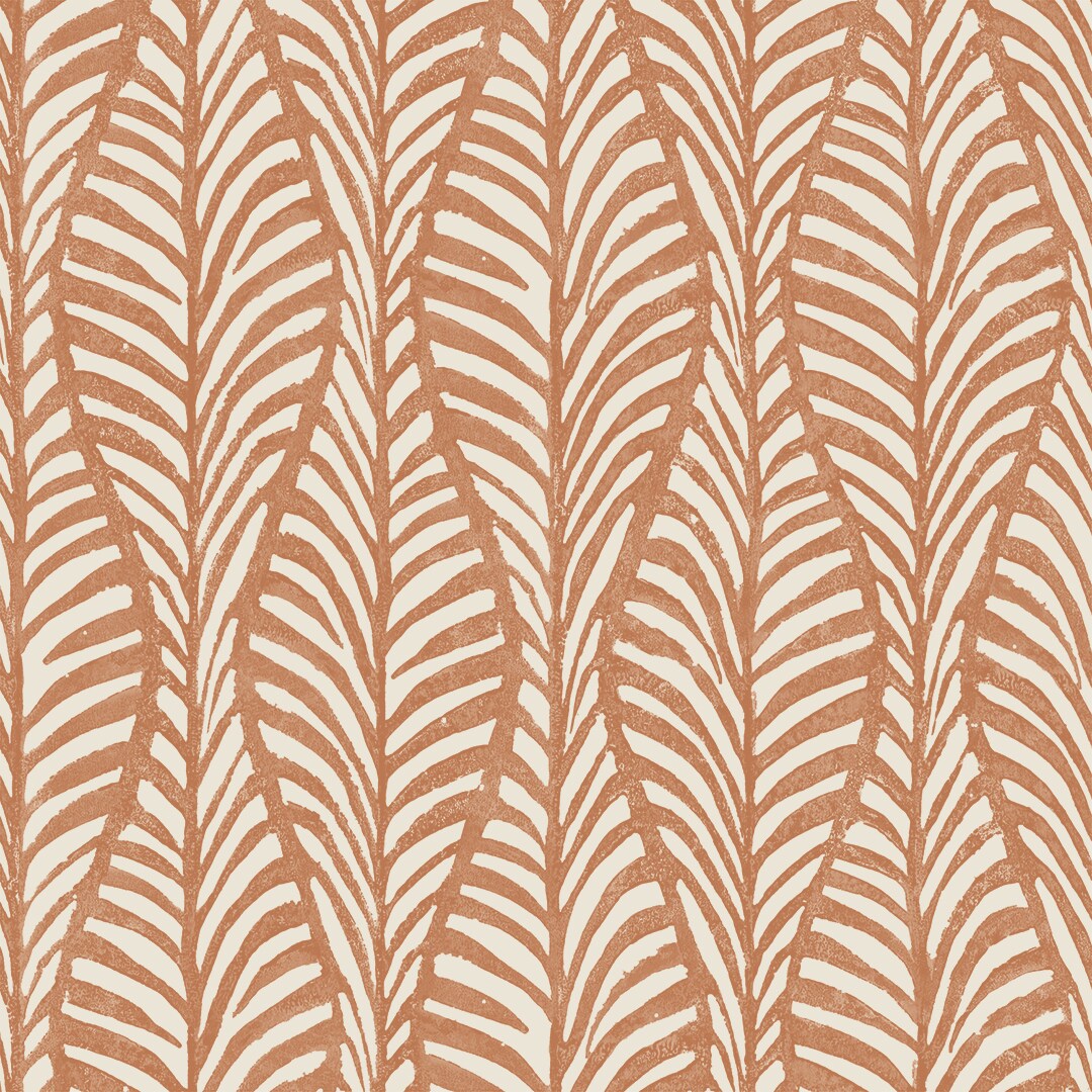 Tempaper Block Print Leaves Peel and Stick Wallpaper, Terracotta, 28 sq. ft.