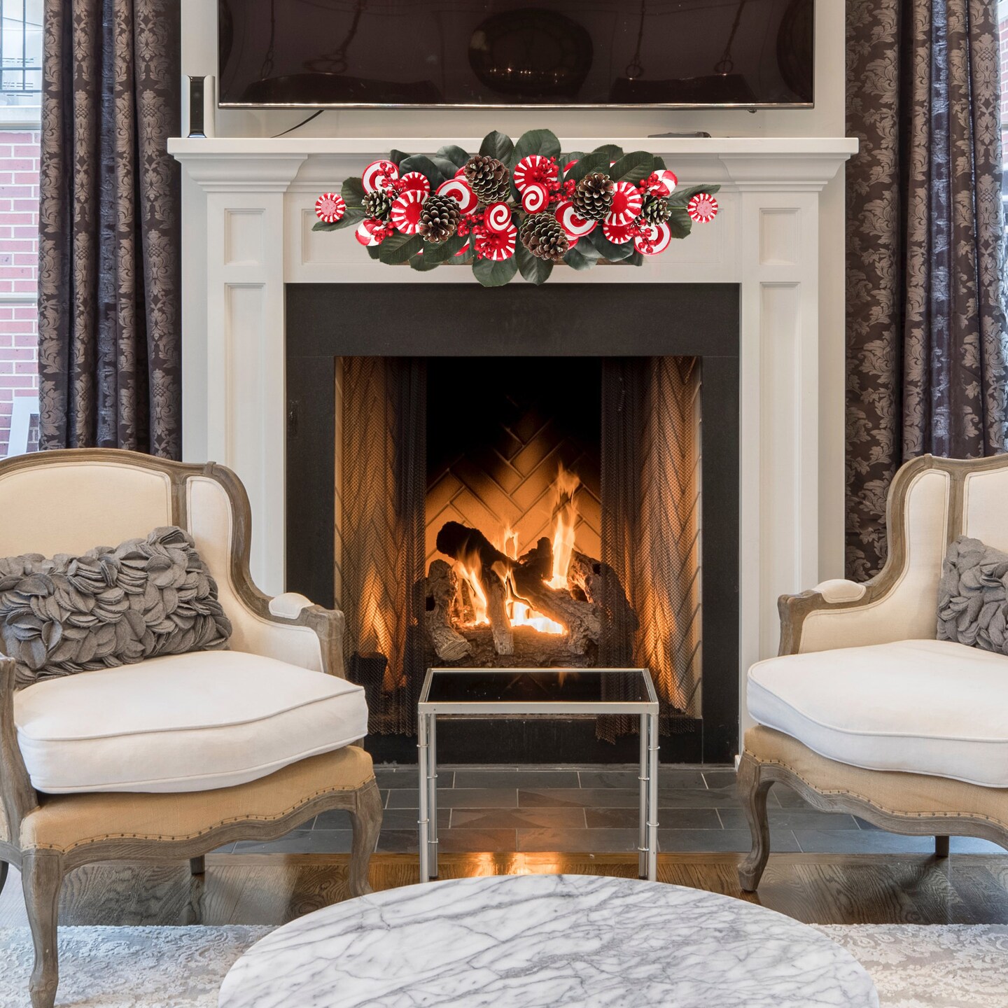 17&#x22; Peppermint Lollipop Spray Picks - Set of 6, 2 Different Styles - Perfect for Holiday Arrangements, Decor - Festive Seasonal Accents, Floral Home by Artificial Flowers