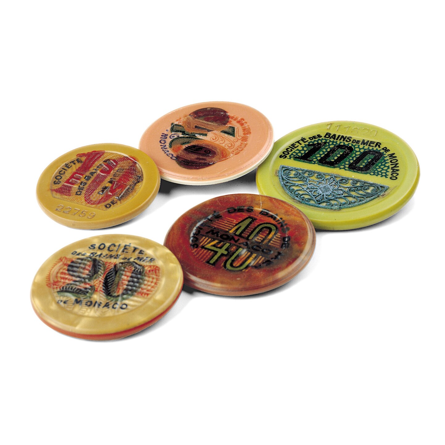 3 Authentic Monte Carlo Gaming Chips from the 1920&#x27;s &#x26; 1940&#x27;s