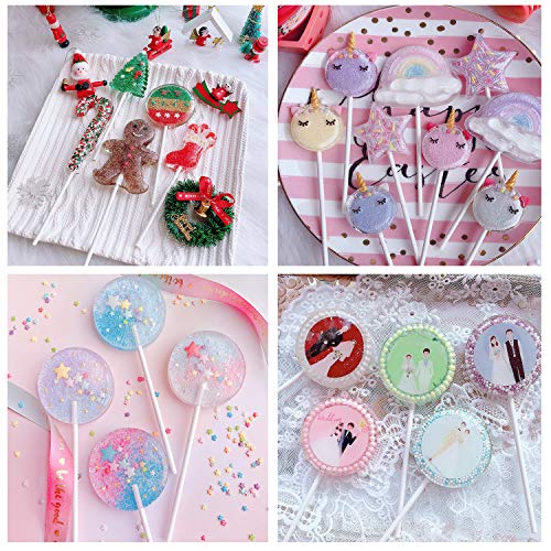100 Pieces Big Size Lollipop Cake Pop Treat Bag Set Including Parcel Bags, 100pcs Papery Treat Sticks, 100pcs Colorful Metallic Twist Ties for Making Lollipops, Cake Pops, Candies, Chocolates and Cookies