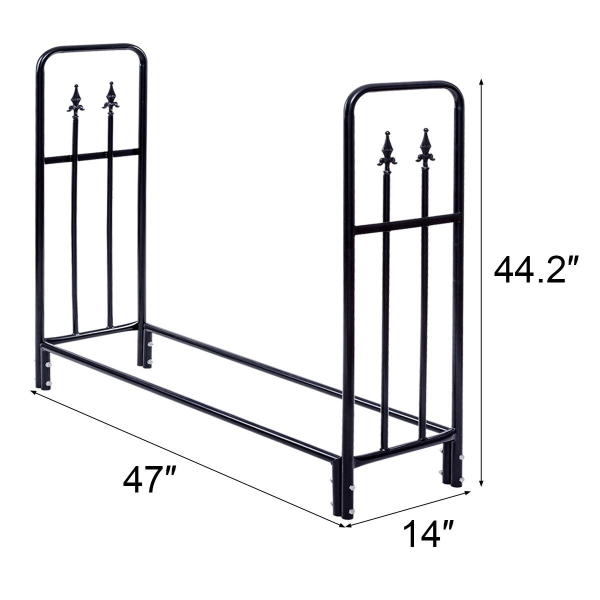 Costway 4 Feet Outdoor Heavy Duty Steel Firewood Log Rack Wood Storage Holder Black