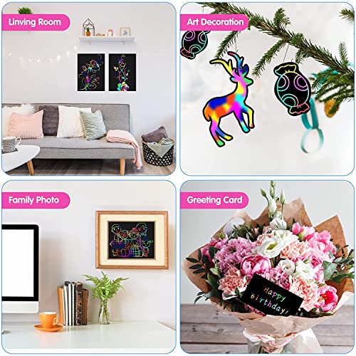 Scratch Paper Art Set for Kids, 2 Pack Scratch Off Art Notebook Crafts Valentines Day Gift for Kids Ages 3-12 Girls Boys Birthday Easter Christmas Party Games DIY Favor Activity