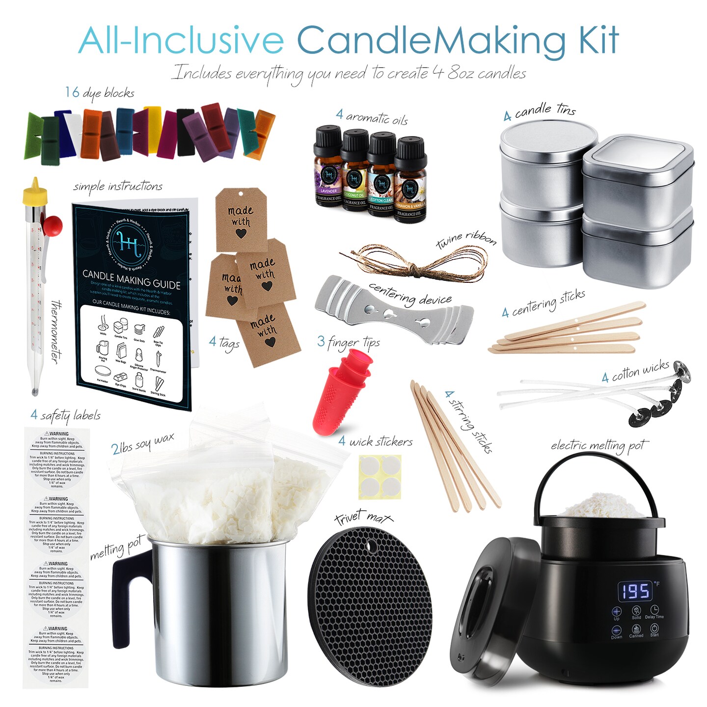 Hearth &#x26; Harbor DIY Natural Soy Candle Making Kit