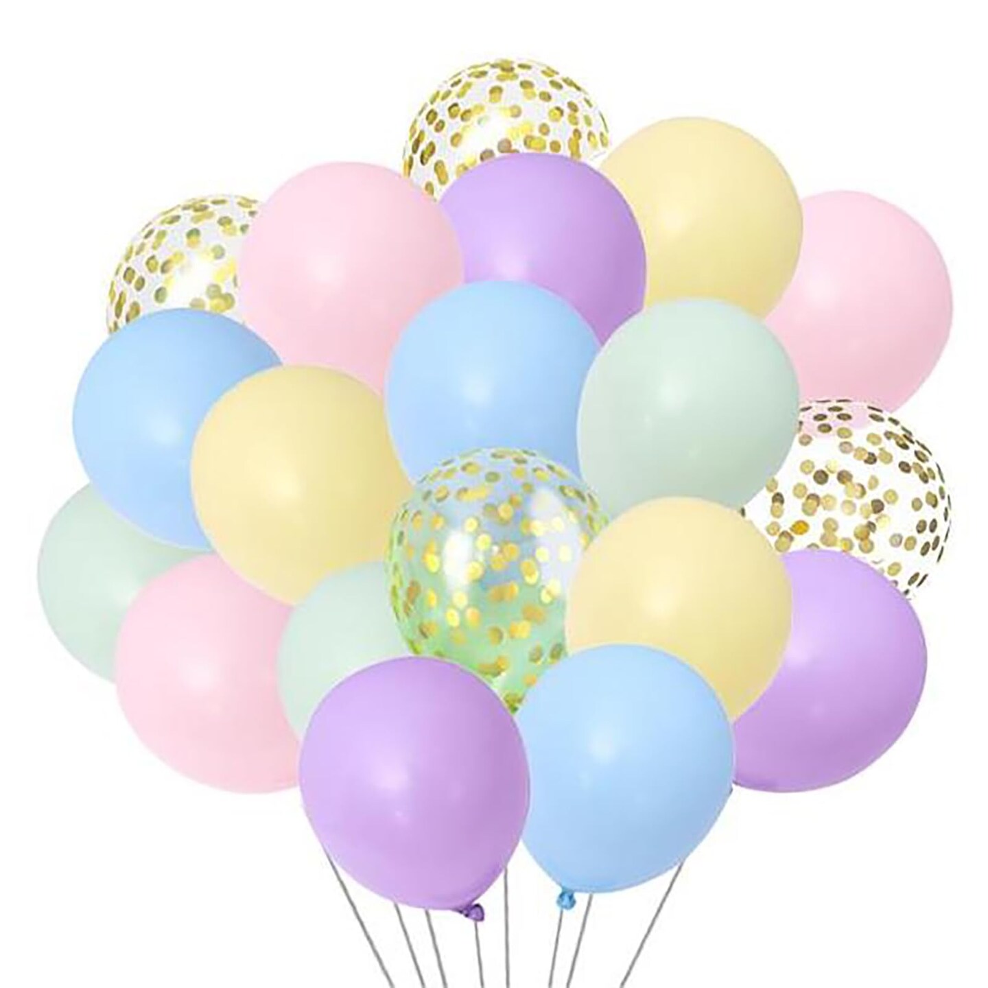 50 Pieces 12 inch Pastel Balloons and Gold Confetti Latex Balloons for Pastel Party Decorations, Pastel Birthday Party Decoration, Baby Shower, Pastel Rainbow Party Decorations