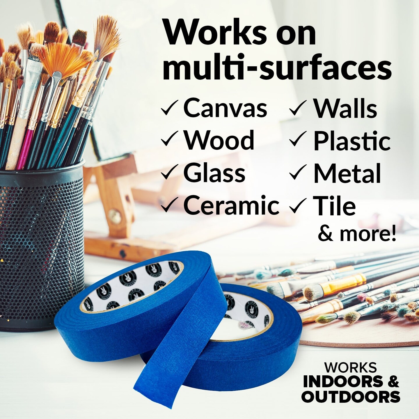 Blue Painters Tape 1 inch Wide 3 Pack Blue Tape for Painting 1" Thick x 60 YDS Masking Tape 1 Inch Wide Removable Bulk Paint Tape for Pattern Walls 180 YDS Total