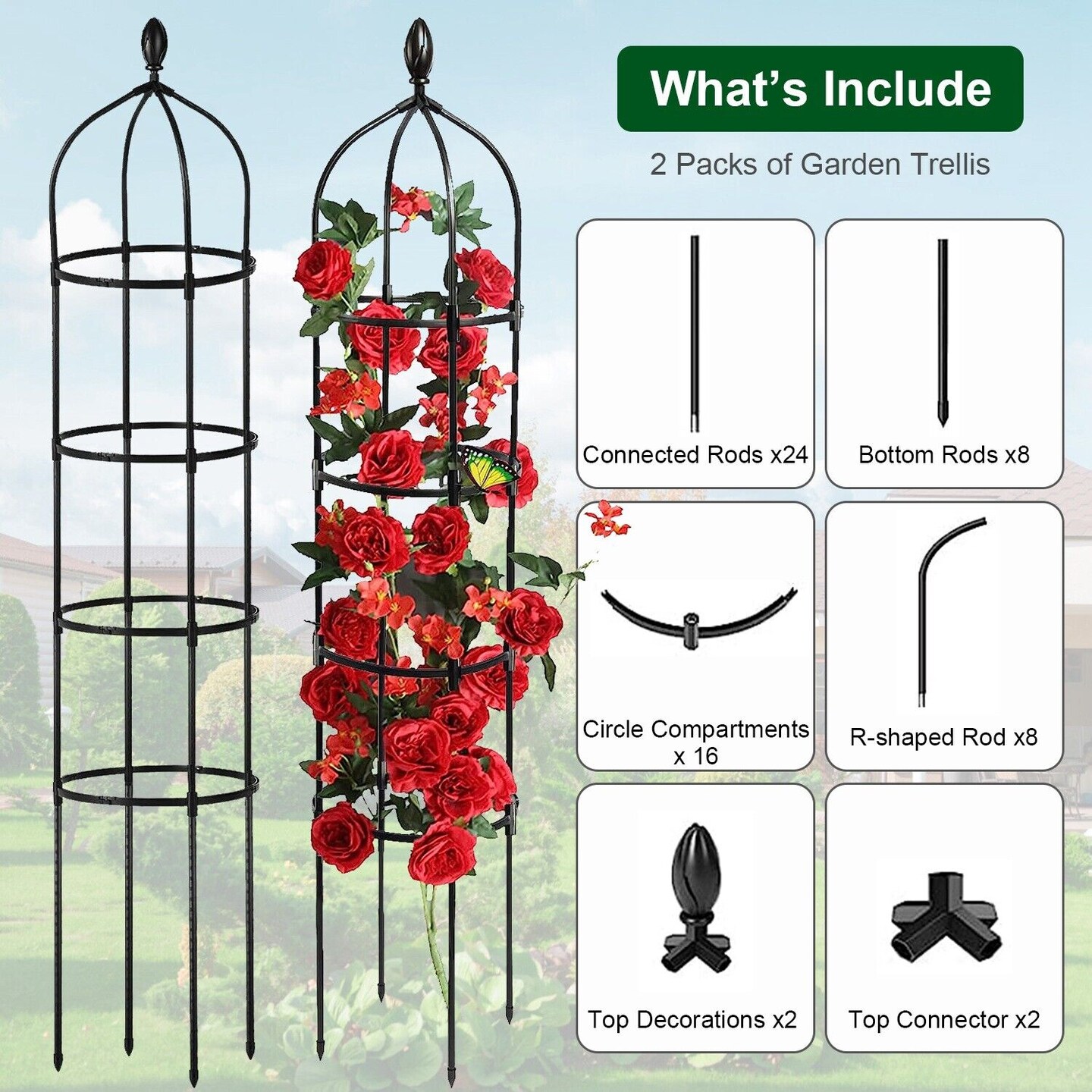 6 ft. Metallic Garden for Climbing Outdoor Plants 2 pcs