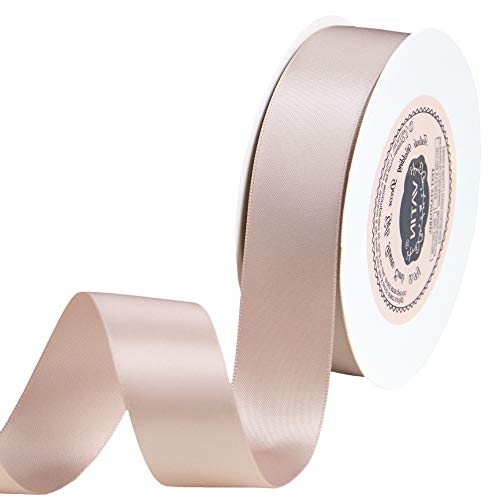 1 inch Double Faced Polyester Satin Ribbon Vanilla - 25 Yard Spool, Perfect for Wedding, Wreath, Baby Shower,Packing and Other Projects.