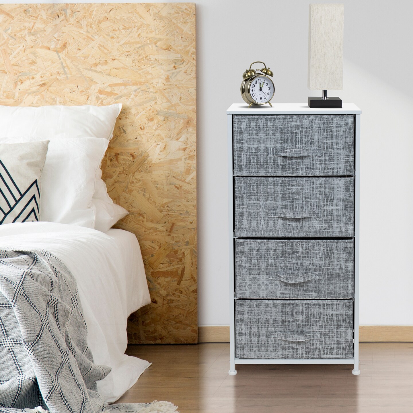 Sorbus Dresser with 4 Drawers - Bedside Furniture & Night Stand End Table Dresser with Steel Frame, Wood Top, Easy Pull Fabric Bins for Home, Bedroom Accessories, Office & Dorm