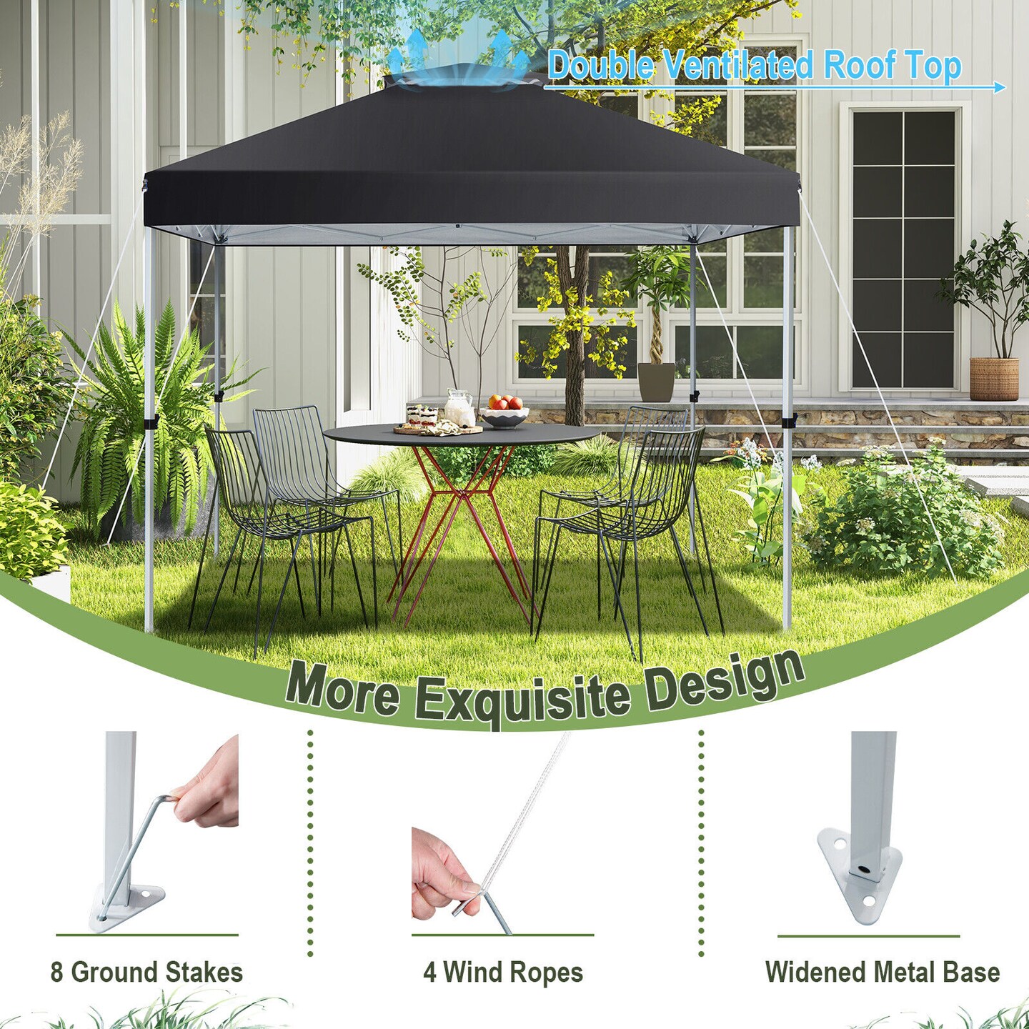 2-Tier Pop-up Canopy Tent with Wheeled Carry Bag