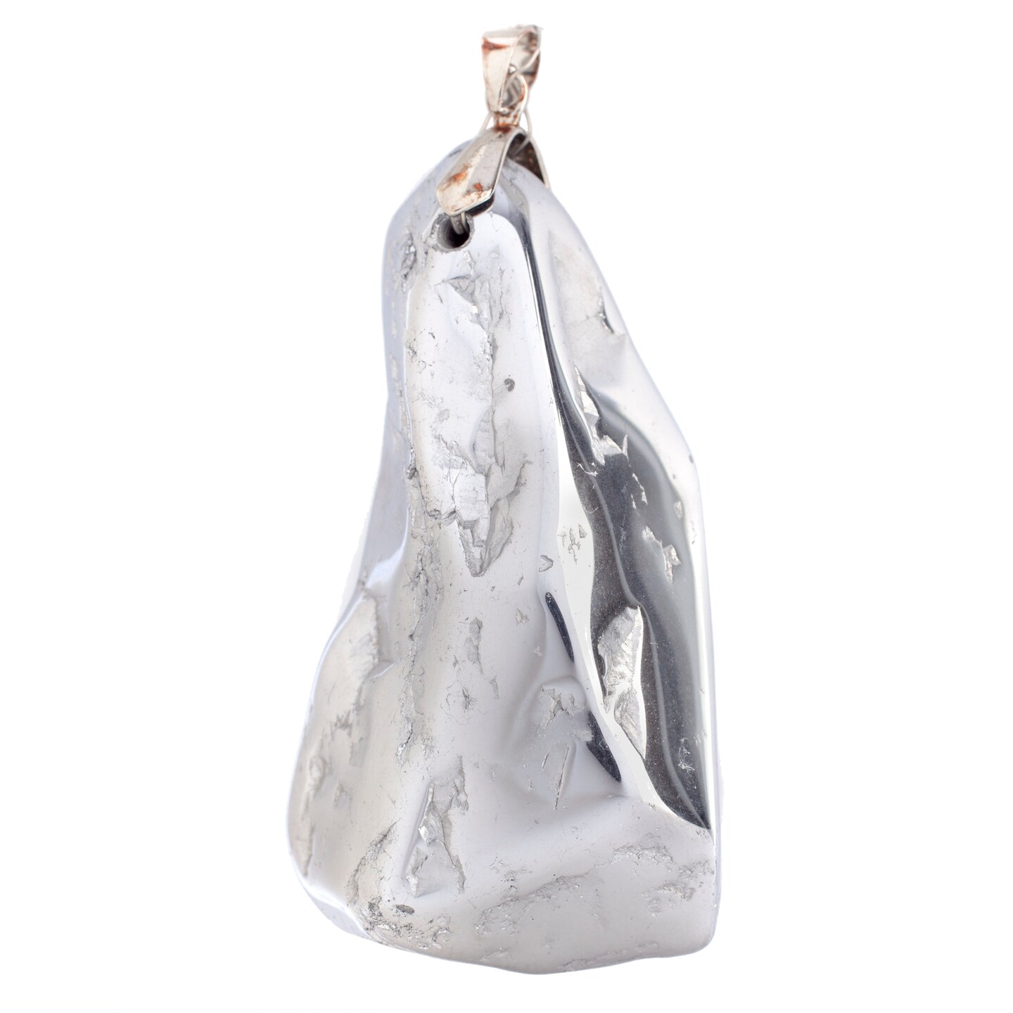 Earth&#x27;s Jewel 40mm Silver Semi-Precious Mineral Rock Pendant
