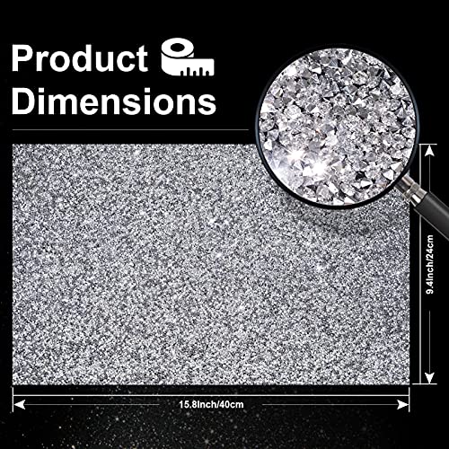 Bling Rhinestone Sticker DIY Home Decor Stickers Self-Adhesive Crystal Sheet Stickers for Cars &#x26; Crafts Decoration(Silver,9.4&#x22; x 15.8&#x22;)