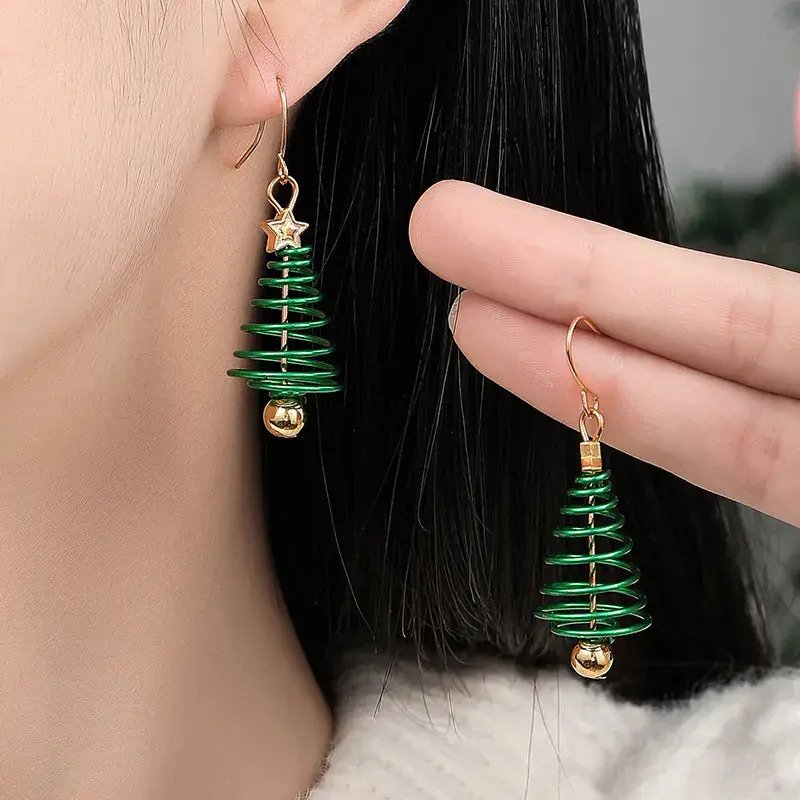 Creative Christmas Tree Earrings For Women Girls Female New Fashion Alloy Earrings Jewelry Happy New Year Festival Party Gifts