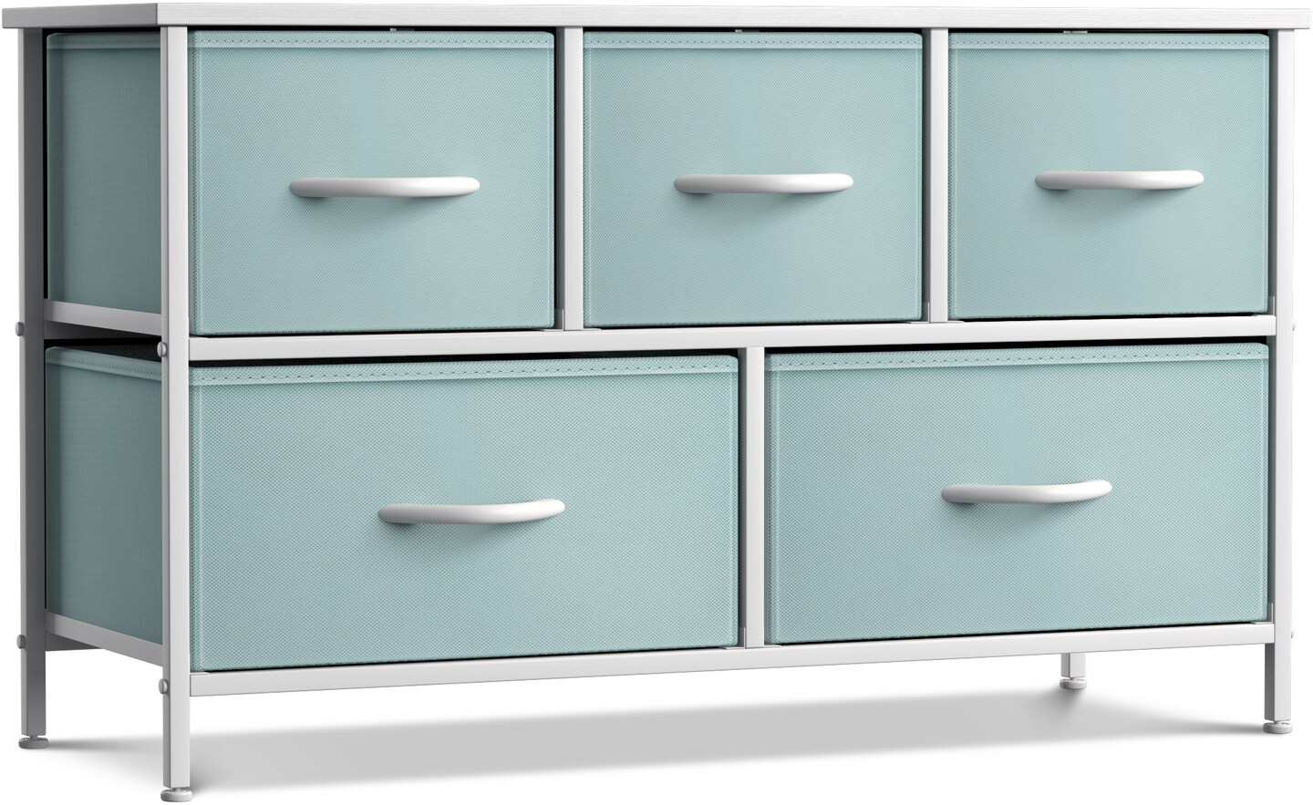 Sorbus Dresser with 5 Drawers - Storage Chest Organizer Unit with Steel Frame, Wood Top, Easy Pull Fabric Bins - Long Wide TV Stand for Bedroom Furniture, Hallway, Closet & Office Organization