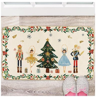 Watercolour Nutcracker Front Door Mat Non-Slip Merry Christmas Decorative Door Rugs Carpet Floor Mat for Xmas Winter Indoor Outdoor Home Office Decor, 17 x 29 in Nutcracker Doormat