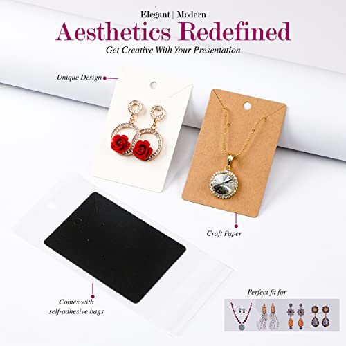 3.5 x 2.3 inches Earring Cards for Selling - 150 Pack of Earring Display Cards with Self 150 Sealing Bags - Earring Packaging Supplies for Small Business - Necklace Cards, (Multi Color)