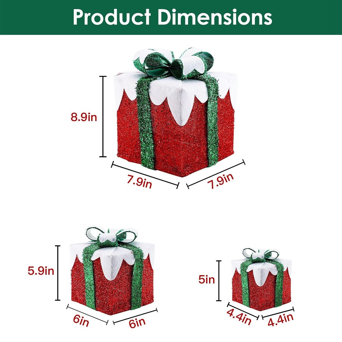 Lighted Christmas Gift Boxes Decorations 3 pcs