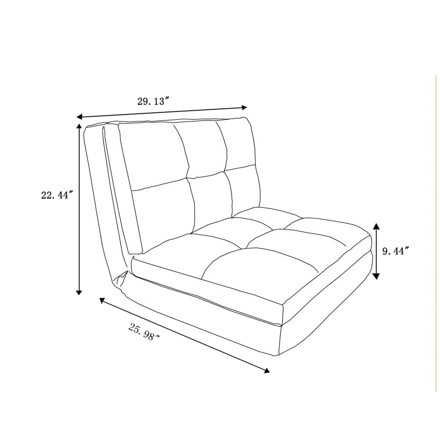 Microsuede Convertible Flip Floor Chair Sleeper