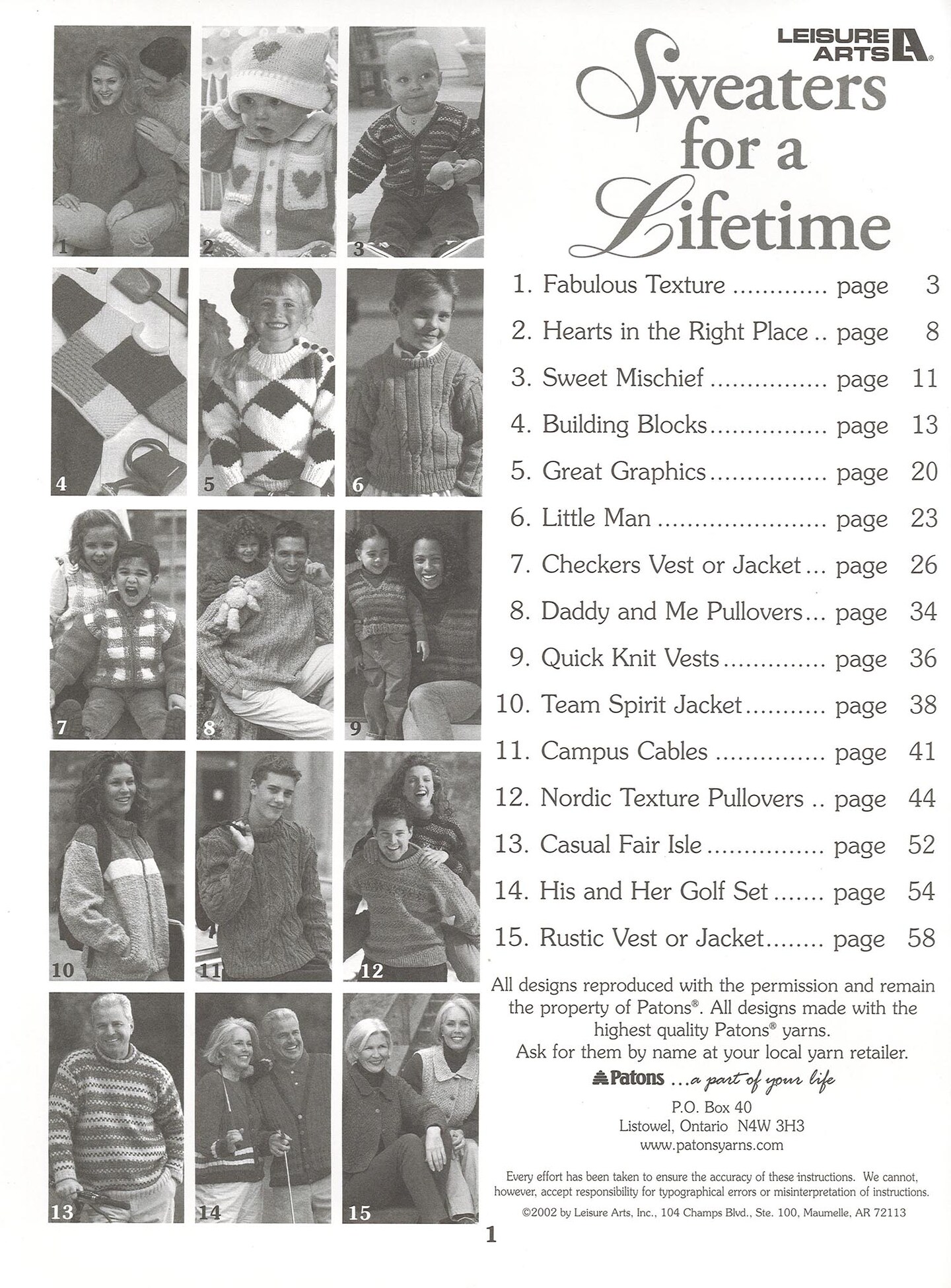 Leisure Arts Sweaters For A Lifetime Knit Knitting Book