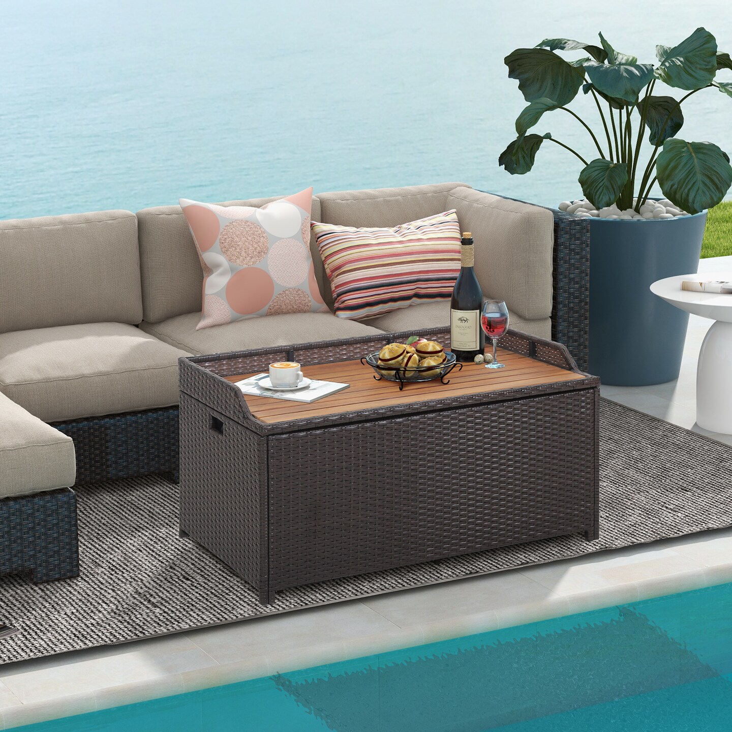 45 Gallon Outdoor Storage Box Bench with Zippered Liner