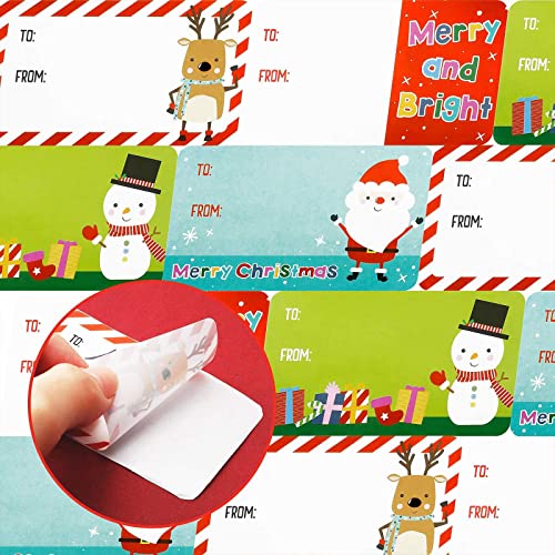 Outus 500 Pieces Christmas Tags Christmas Santa Claus Stickers Self Adhesive Christmas Tag Christmas Festival Birthday Wedding Holiday Decor (Classic Style, 2.95 x 1.6 Inch)