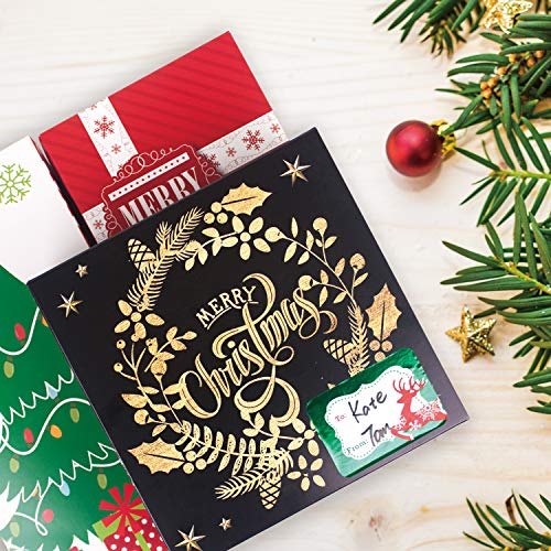 party funny 14 Decorative Christmas Gift Boxes with Lids and 80-Count Foil Christmas Gift Tag Stickers (Assorted size,6 Rectangle,4 Square, 4 Small Square)
