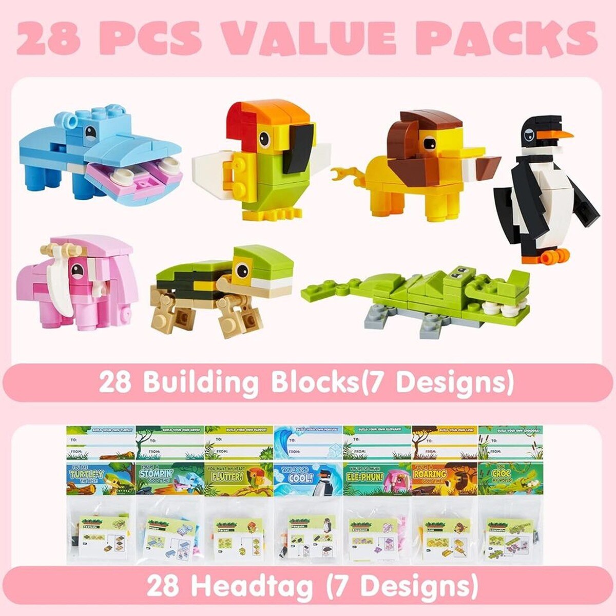Plastic Animal Building Blocks with Gift Cards for Valentine&#x27;s Gift